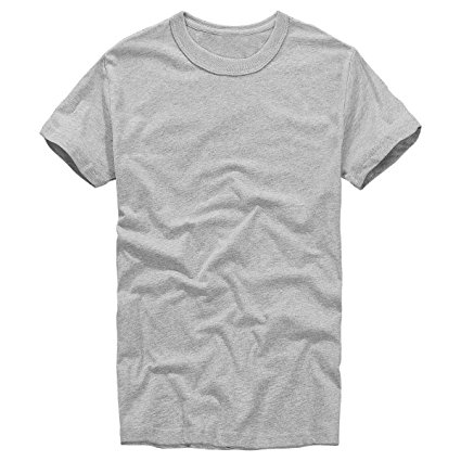 Funny World Men's Solid Cotton Thick Short Sleeve T-Shirts