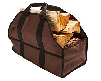 Premium Log Carrier & Wood Tote by SC Lifestyle (Brown)