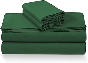 Tribeca Living 100% Cotton German Flannel Sheet Set - 200 GSM, Deep Pocket, Ultra Soft & Cozy, Queen, Emerald Green