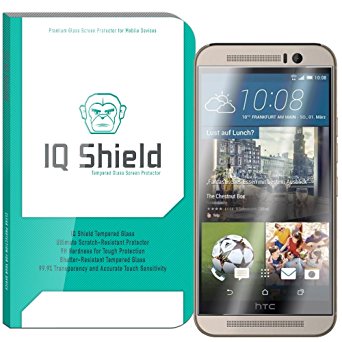 HTC One M9 Screen Protector, IQ Shield Tempered Ballistic Glass Screen Protector for HTC One M9 99.9% Transparent HD and Anti-Bubble Shield - with