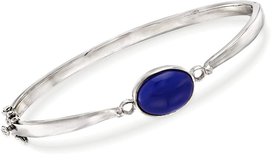 Ross-Simons Bezel-Set Lapis Bangle Bracelet in Sterling Silver