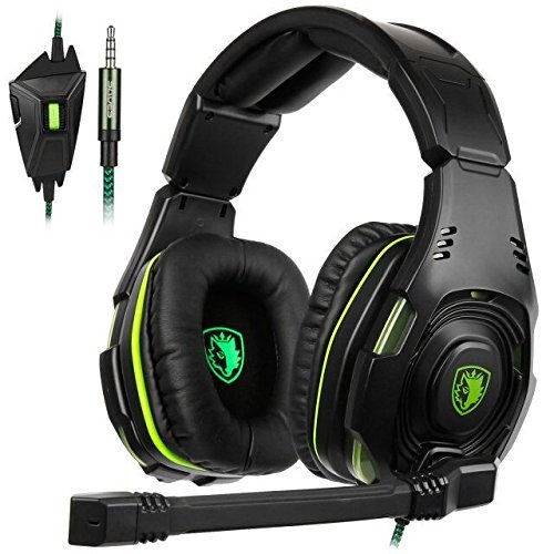 New SADES SA938 3.5mm Wired Stereo Sound Multi-Platform Gaming Headset Over Ear Gaming Headphone With Mic Volume Control Noise Canceling for New Xbox One,PC,PS4 and phones(blackgreen)