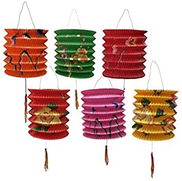 DMtse 12CM Diameter Pack of 12 Mix Colour Chinese New Year Paper Lanterns (Assorted)