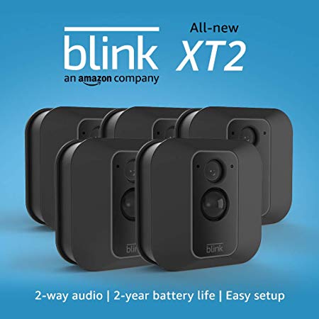 All-new Blink XT2 Outdoor/Indoor Smart Security Camera with cloud storage included, 2-way audio, 2-year battery life – 5 camera kit