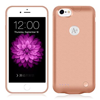 iPhone 6s Plus / 6 Plus Battery Case,TQTHL Updated [4000mAh] Portable Charger Ultra Slim Extended Power Bank Charging Case (Up to 150% Extra Battery Power) for iPhone 6/6s Plus (5.5-inch)-Rose Gold