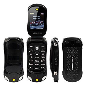 Sports Car Model Unlocked F15 Mini Flip Phone Dual SIM Card MP3 Backup Phone Best For Kids Students (Black)