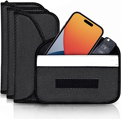 ONEVER 4 Pack Faraday Bags for Car Keys and Cell Phone, Signal Blocking Key Pouch Wallet, Anti-Tracking Anti Theft Car Protection, Cell Phone Signal Jammer WiFi/GSM/LTE/NFC/RFID, GPS Blocker