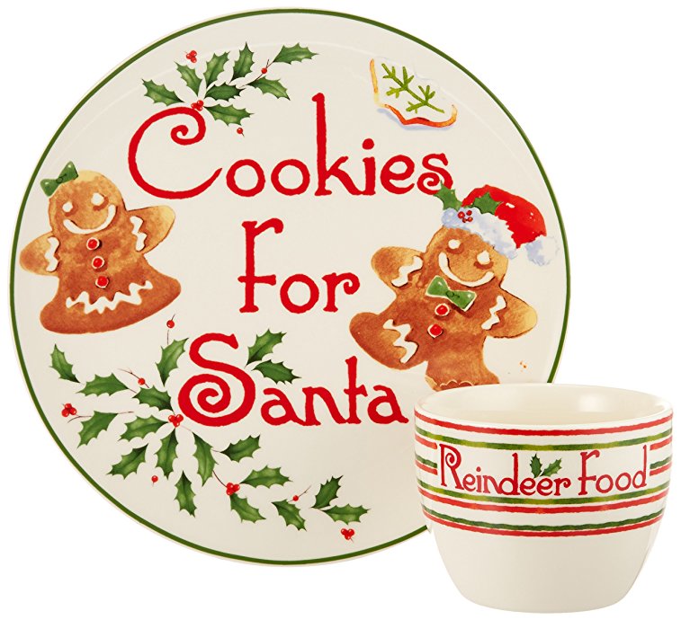 Lenox 2 Piece Countdown to Christmas for Santa Cookie Plate and Bowl Set, Ivory