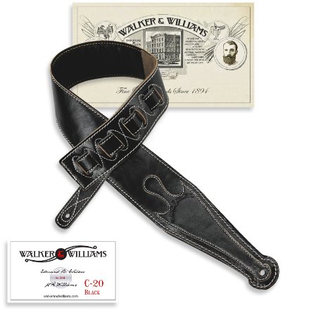 Walker & Williams C-20 Celtic Design Black Padded Leather Guitar Strap