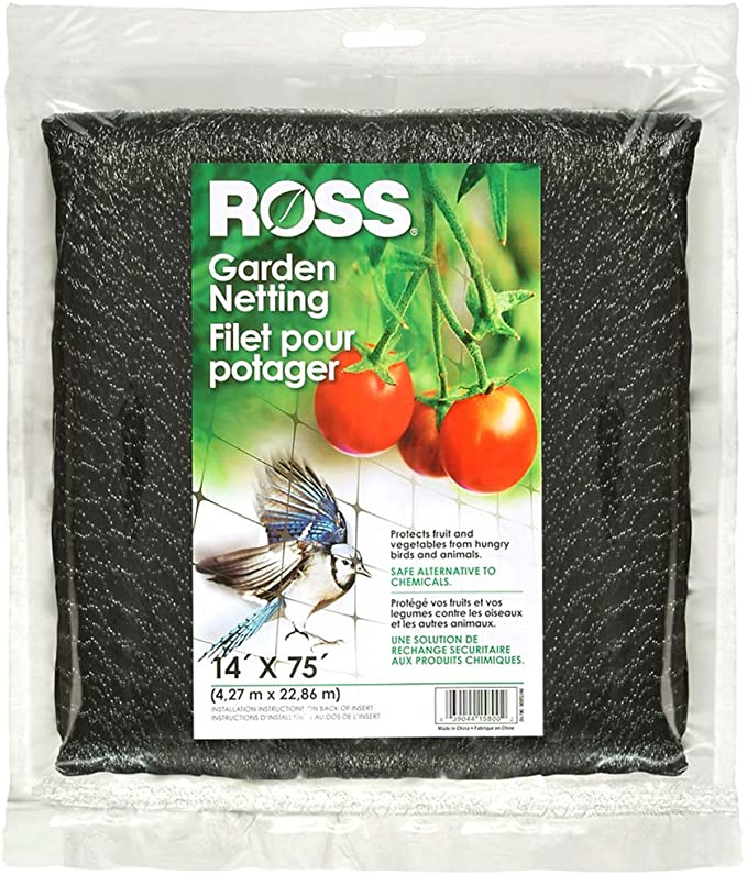 Ross 15800 Garden Nettting Protects Fruits and Vegetable from Birds and Animals, 14 feet x 75 feet, Black