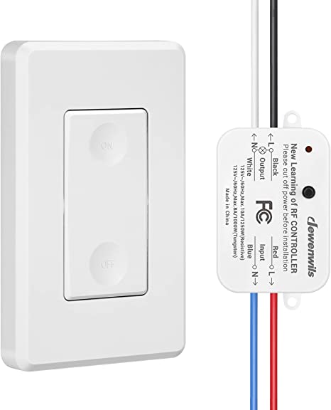 DEWENWILS Wireless Light Switch and Receiver Kit, No in-Wall Wiring Required,Remote Control Wall Switch Lighting Fixture for Ceiling Lights, Fans, Lamps, 100 Ft RF Range, Programmable