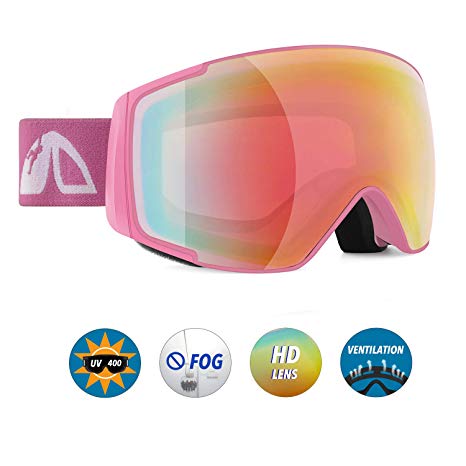 Unigear Skido X2 Kids Ski Goggles, 100% UV Protection Over The Glasses Snow Goggles with Toric Double Lens for Boys and Girls