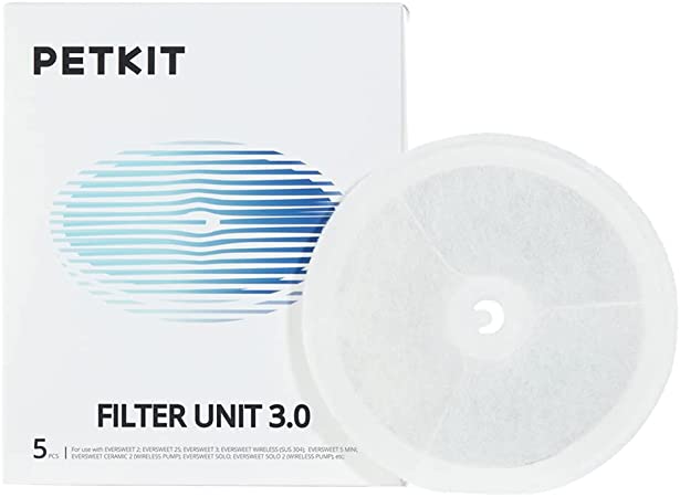 PETKIT Upgraded Filter Units 3.0 for PETKIT Pet Water Fountains Eversweet 2S/3/3 Pro,Eversweet Solo/Solo SE & CYBERTAIL, Replacement Filters (5 pcs)