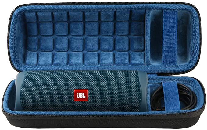 co2crea Hard Travel Case Replacement for JBL FLIP 5 Waterproof Portable Bluetooth Speaker (Black Case   Inside Blue)