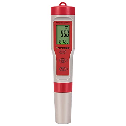 VIVOSUN 4-in-1 Digital pH Meter with ATC, pH/TDS/EC/Temp Function, ±0.1 pH Accuracy, 0-14.0 pH Measurement Range