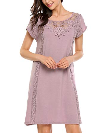 Zeagoo Women's Casual Round Neck Short Sleeve Hollow Shift Dress