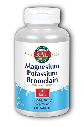 KAL Magnesium Potassium Bromelain Tablets, 120 Count