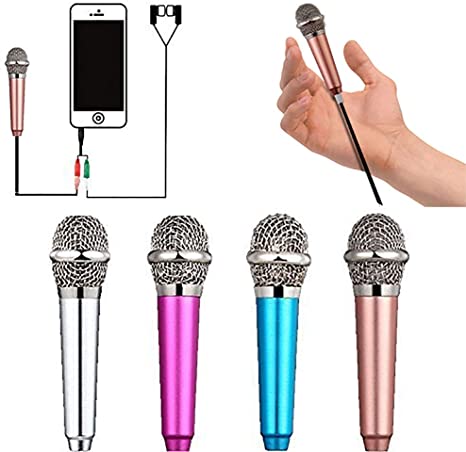 Mini Microphone,Singing Mic Equipment,Beautiful Vocal Quality,Mini Type Space Saving,Metal Frothing Process,3.5mm Audio Connector,Suitable for Laptop, iPhone, Android Phone