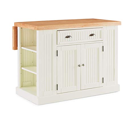 Home Styles 5022-94N Nantucket Kitchen Island W-48”, D-26 ½”, H-36” Distressed White/Natural