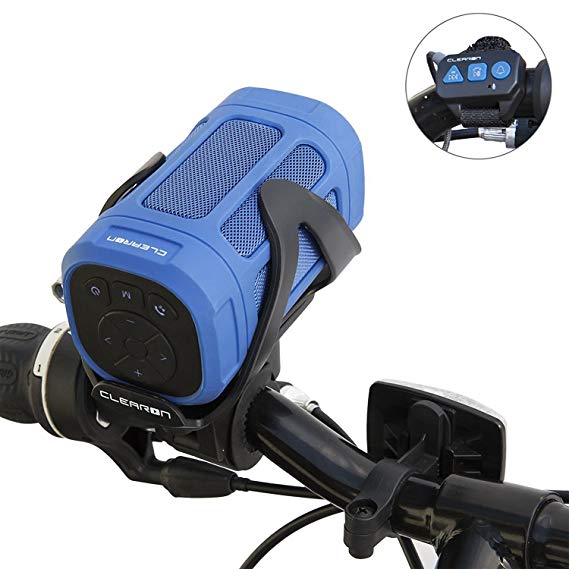 Portable Bluetooth 4.0 Speaker by CLEARON - Wireless Waterproof Speaker with Bike Mount & Remote - Premium Sound Quality & Loud 8W Mini Speaker - 15 Hours of Playtime & 100 ft Range (Blue)