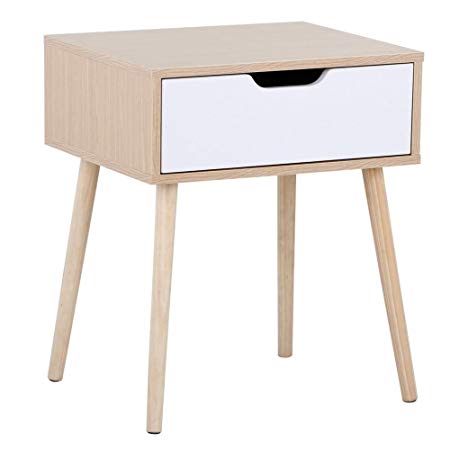 Yaheetech Mid Century Bedside Tables Nightstand with Storage Drawer - Sofa Side End Tables Small Coffee Table for Narrow Space Bedroom