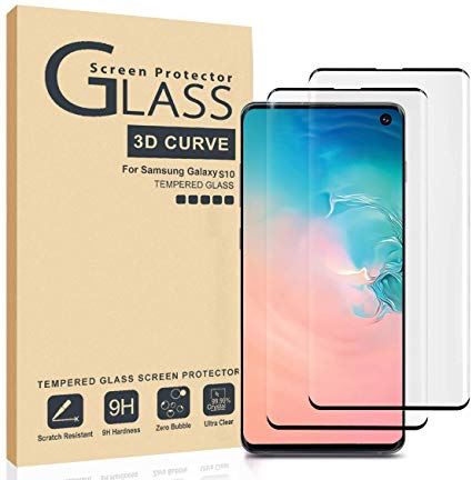 (2 Pack) Galaxy S10 Screen Protector 3D Curved Glass, [Case Friendly] [Bubble Free] Ultra Thin HD Clear 9H Hardness Anti-Scratch Crystal Clear Screen Protector for Samsung Galaxy S10 (NOT S10 Plus)