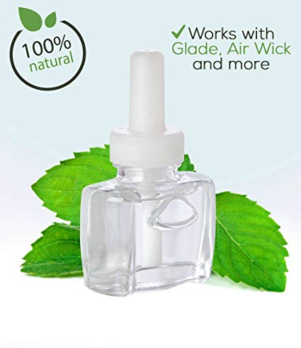 (3 Pack) - 3 100% Natural Fresh Peppermint Plug in refills - fits Glade, Air Wick, renuzit, and many other scented oil warmers