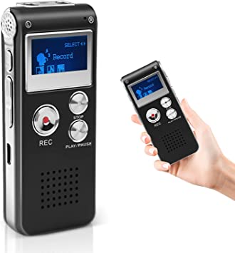 16GB Digital Voice Recorder(Dictaphone), Audio Tape Recorder, Mini Voice Activated Recorder Spy Recording Devices with Double Sensitive Microphone & MP3 Playback, for Lecture Speech Interview Meeting