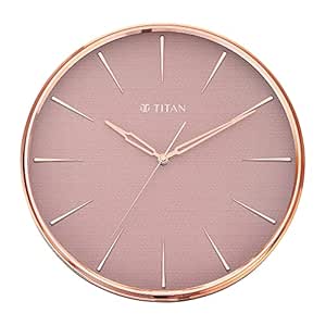 Titan Plastic Contemporary Rustic Pink Wall Clock in A Glossy Finish with A Textured Dial 32.5 X 32.5 Cm (Medium), Analog