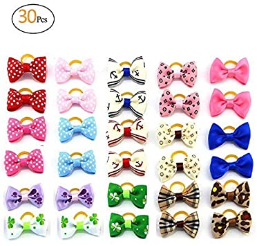 Sporting Style Pet's Fashion 30pcs/15 Pairs Pet Hair Bows with Rubber Bands-Dog Hair Accessories for Dogs and Cats