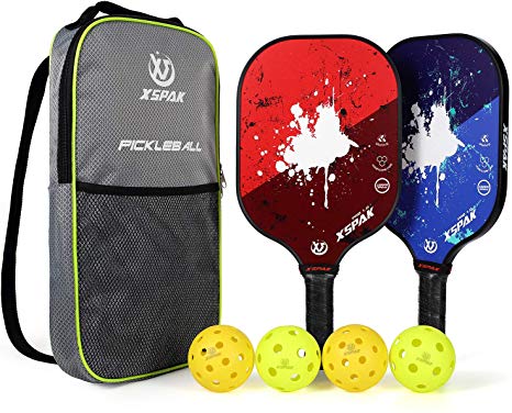 XS XSPAK Pickleball Paddle Set of 2, Graphite Honeycomb Composite Core Paddle Sets Including Bag, 2 Indoor Balls and 2 Outdoor Balls, USAPA Approved