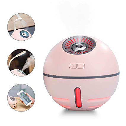 Mother's Day Gift Portable USB Humidifier Rechargeable Battery Operated Wireless Cool Mist Humidifiers for Bedroom Vaporizer Travel Size Auto Shut-Off for Traveling Home Office Baby Camping (Pink)