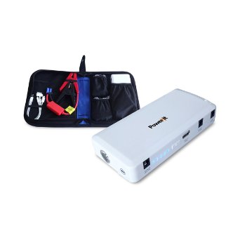 Power it Up 12,000mAh Car Jump Starter Kit and 12,000 Mah Portable Charger with Built-in Flashlight