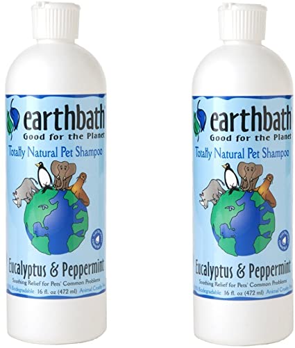 Earthbath Totally Natural Eucalyptus & Peppermint Dog & Cat Shampoo 16 ounce (2 Pack)