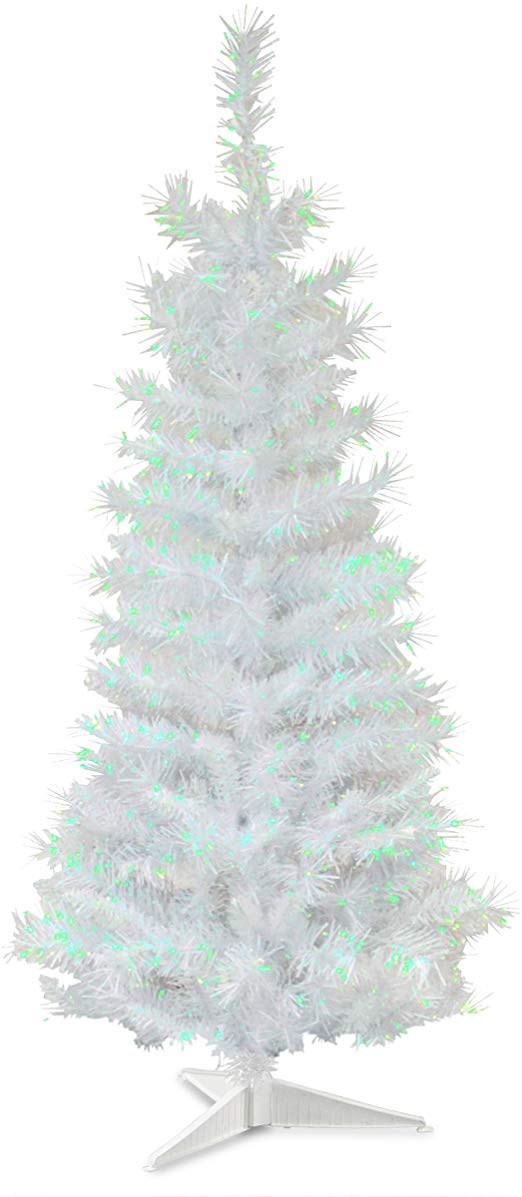 National Tree 3 Foot White Iridescent Tinsel Tree with Plastic Stand (TT33-713-30-1)