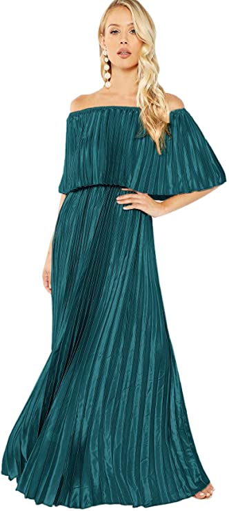 Milumia Women's Casual Off The Shoulder Layered Ruffle Party Beach Long Maxi Dress