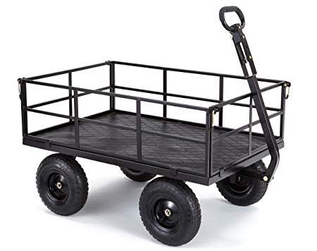 Gorilla Carts GOR1200-COM Heavy-Duty Steel Utility Cart with Removable Sides and 13" Tires, 1200-lbs. Capacity, Black