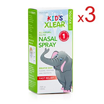 XLEAR Kid's Natural Saline Nasal Spray with Xylitol, .75 fl oz (3 Pack)