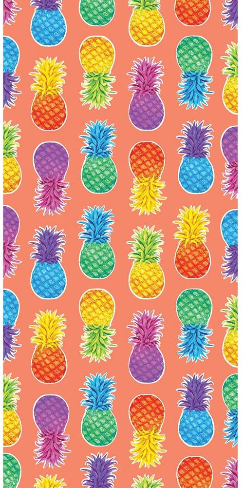 Bahia Collection by Dohler Colorful Pineapples Velour Brazilian Beach Towel 30x60 Inches