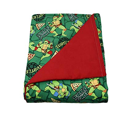 WEIGHTED BLANKETS PLUS Child Small Weighted Blanket Made in USA - 5lb Medium Pressure -Turtle Power/Red - Cotton/Flannel (48'' Lx 30''W) Provides Comfort and Relaxation