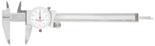 Starrett 1202-6 Dial Caliper, Stainless Steel, White Face, 0-6" Range,  /-0.001" Accuracy, 0.001" Resolution