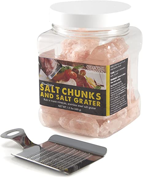 Charcoal Companion CC6056 Himalayan Chunks with Salt Grater-Natural, Pink, Pieces