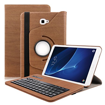 Samsung Galaxy Tab A 10.1 Keyboard Case,Dingrich 360 Rotating Protective Bluetooth Keyboard Case for Samsung T580/T585 Galaxy Tab A 10.1 inch (Brown)