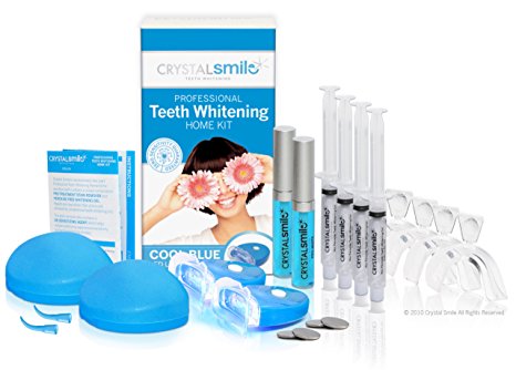 Crystal Smile Advanced Super Deluxe Teeth Whitening Home Kit. EU & UK Approved. Professional High Grade Peroxide Free Gel - All Products made in the U.S.A. Safer than the best Teeth/Tooth Bleaching, Whitening Kits, Pens & Other Bleach Whitening Systems.