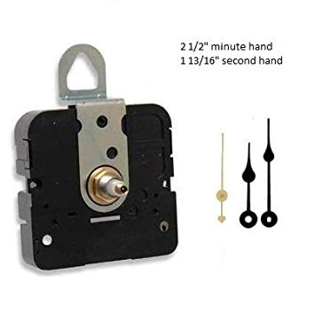 Takane Quartz Clock Movement Mechanism, Choose your hands and sIze, USA made (7/16" threaded shaft for dials up to 1/4" thick, N hands with gold second hand)