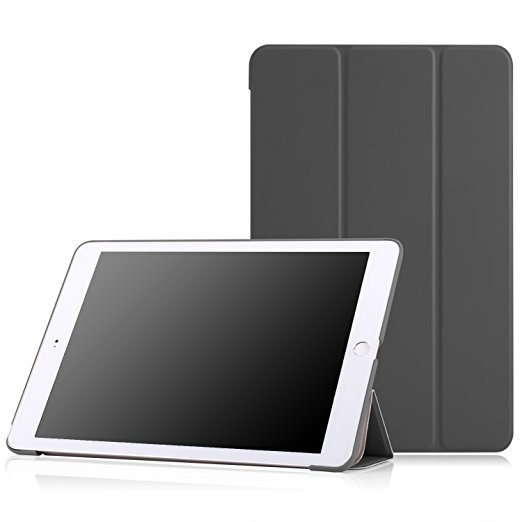 MoKo iPad Air 2 Case - Ultra Slim Lightweight Smart-shell Stand Cover Case with Rubberized back for Apple iPad Air 2 (iPad 6) 9.7 Inch iOS 8 Tablet, GRAY (with Smart Cover Auto Sleep / wake)