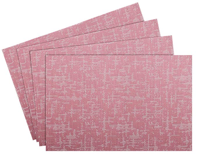 Nuovoware Placemats, [4 Pack] 30 x 45 cm Premium Exquisite Crossweave Stain Resistant Heat-Resistant Non-Slip Textilene Woven Plaid Kitchen Table Dining Mat Pads Place Mats, Red