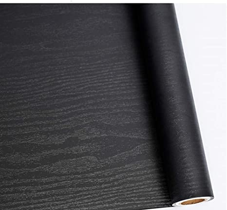 Black Wood Paper Grain Self Adhesive Wallpaper Waterproof Vinyl Wrap Film for Decorative Kitchen Worktop Furniture Surfaces Christmas Decorations Upgrade Furniture Stickers 30cm X 200cm