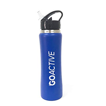 GO Active Insulated Water Bottle with Straw. Stainless Steel Double Wall Sport Bottle Featuring ActiveLock Thermal Vacuum Keeps ice Over 24 Hours! Durable, Portable