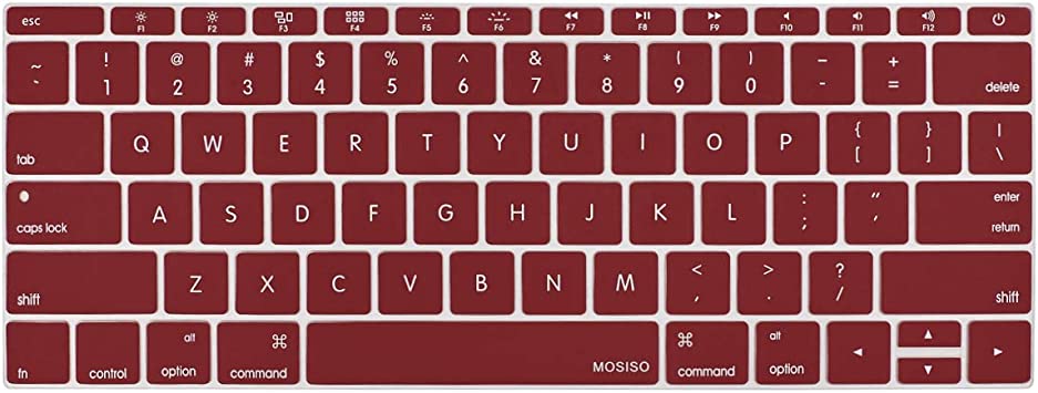 MOSISO Silicone Keyboard Cover Protective Skin Compatible with MacBook Pro 13 inch 2017 2016 Release A1708 Without Touch Bar & Compatible with MacBook 12 inch A1534, Marsala Red